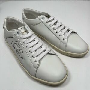 Saint Laurent SL-80 Low Optic White Studded Sneakers Size 37 6.5US